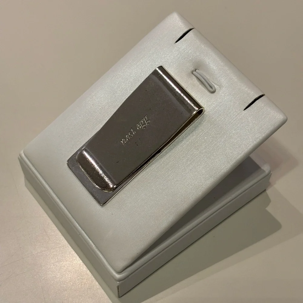 Kate Spade Silver Assymetrical Business Card Clip, NWT, slight ware